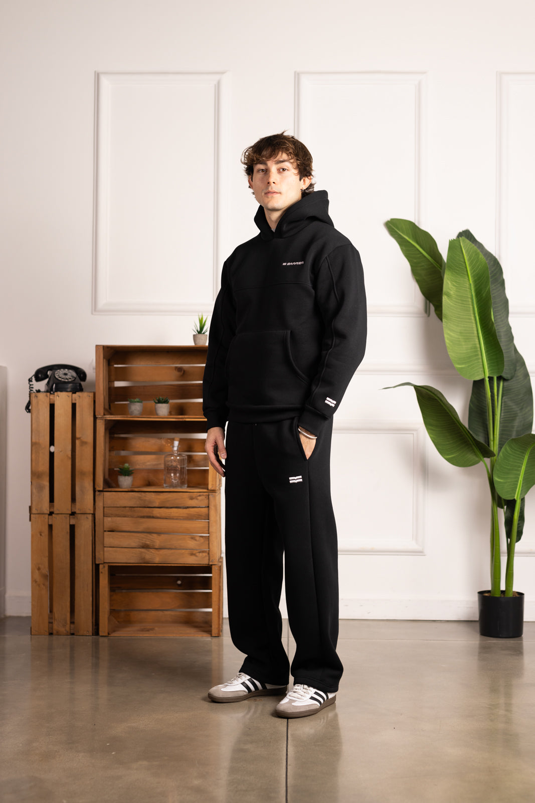 Black hoodie double logo