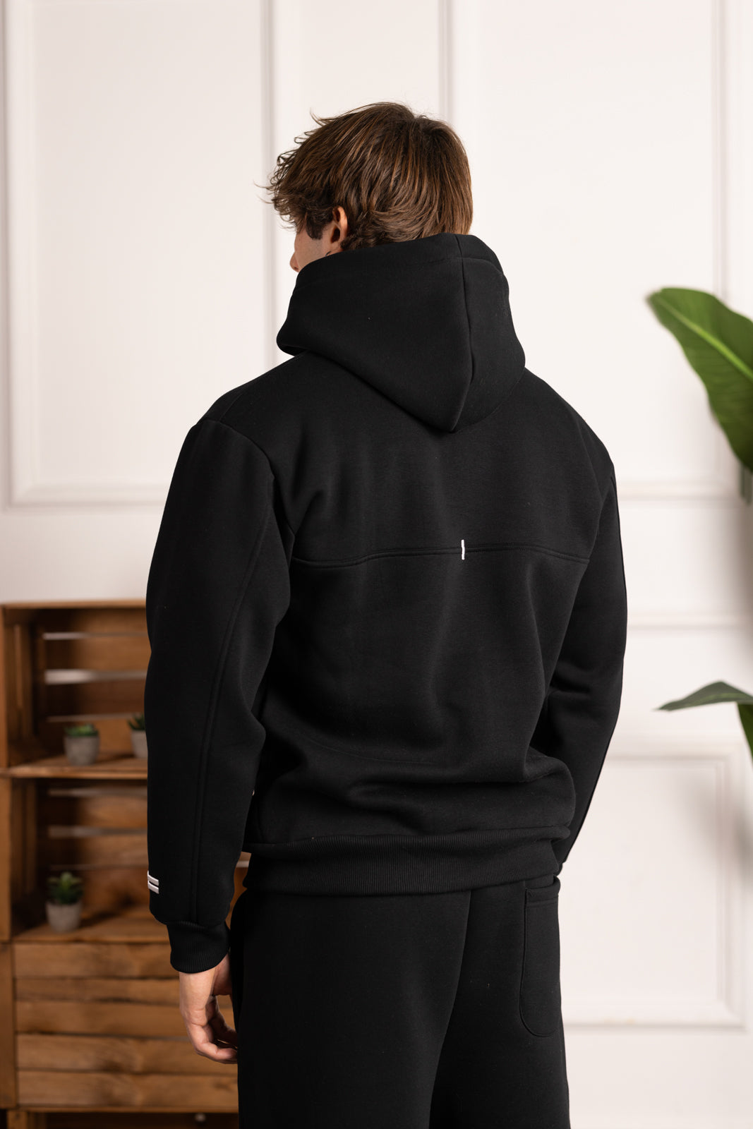 Black hoodie double logo